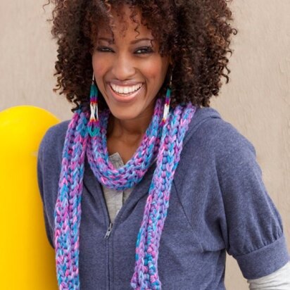 Colorful Corded Scarf in Red Heart Super Saver Economy Prints - LW2623