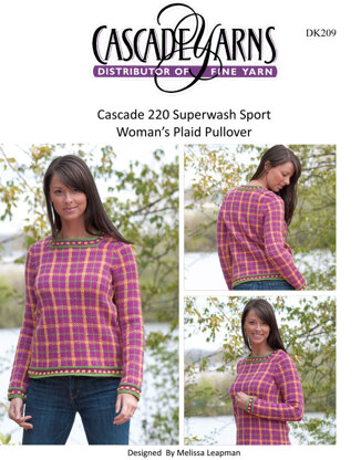 Woman's Plaid Pullover in Cascade 220 Superwash Sport - DK209