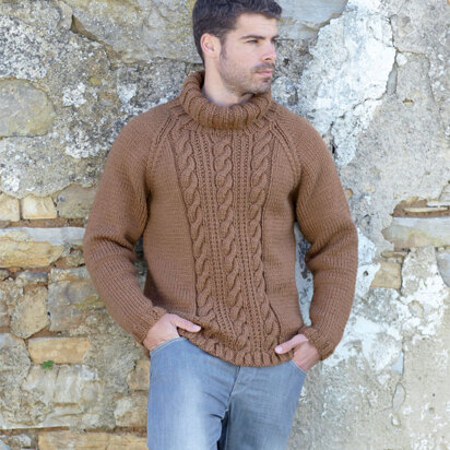 Polo Neck Sweater in Hayfield Chunky with Wool  - 7154 - Downloadable PDF