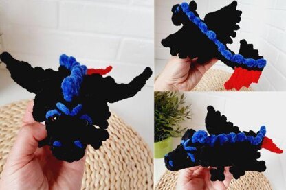 Crochet Pattern dragon, Amigurumi pattern dragon, dinosaur, dino, Dinegurumi, dragon plush pattern, baby dragon, Crochet Triceratops pattern