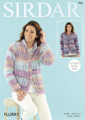 Round Neck and Stand Up Collar Cardigans in Sirdar Flurry - 7956 - Leaflet