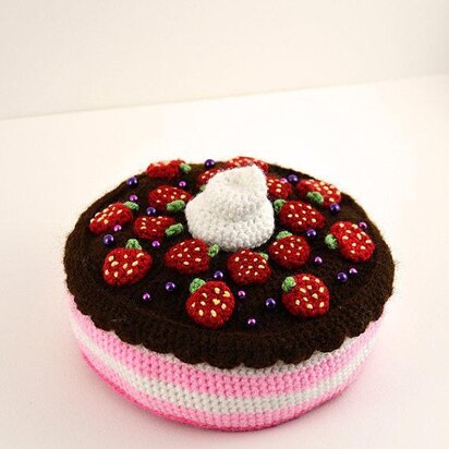 Strawberry Chocolate Cake Crochet Pattern, Cake Amigurumi, Food Crochet Pattern