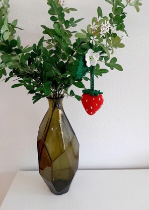 Strawberry with flower and leaf