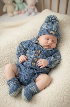 "Nathan" 4 piece set, with 8 size options  from Premature to 24 Months