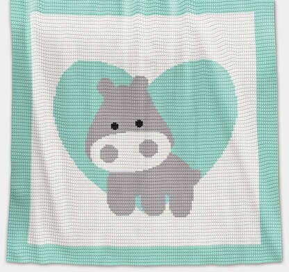 CROCHET Baby Blanket - Love Hippo