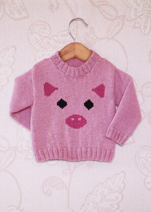 Intarsia - Pig Face Chart - Childrens Sweater
