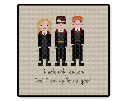 Harry, Ron, and Hermione - PDF Cross Stitch Pattern
