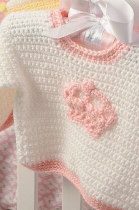 Little Princess Crown Sweater in Red Heart Soft Baby Steps Solids - LW3636-G