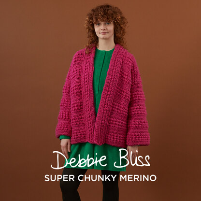 Crochet Berry Stitch Stripe Jacket - Crochet Pattern for Women in Debbie Bliss Super Chunky Merino by Debbie Bliss - DB420 - Downloadable PDF