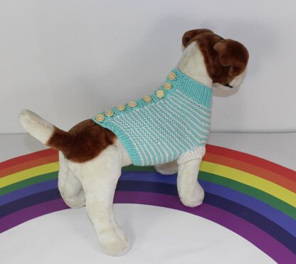 Aran Stripe Back Button Up Garter Stitch Dog Coat