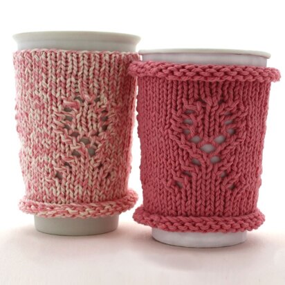 Breast Cancer Awareness Cup Cozy 1 in Bernat Handicrafter Cotton Solids - knitting pattern