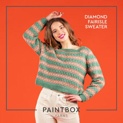 Diamond Fairisle Sweater - Free Sweater Knitting Pattern For Women in Paintbox Yarns Simply DK by Paintbox Yarns