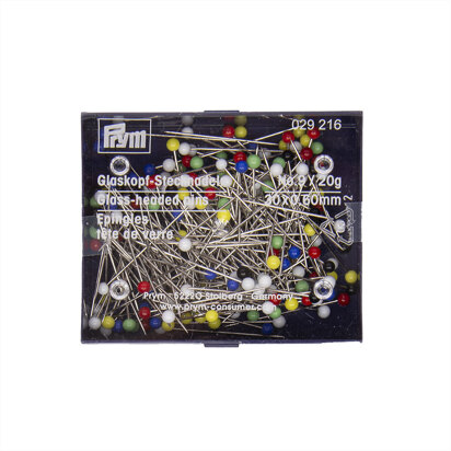 Prym Glass-Headed Pins No. 9 Assorted Colours 0.60 x 30 mm with Box