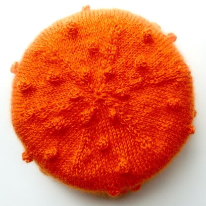 Pure wool orange hat with bobbles