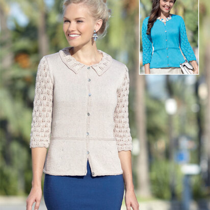 Round Neck and Collar Neck Cardigan in Sirdar Cotton 4 Ply - 7311 - Downloadable PDF