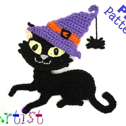 Cat Halloween Crochet Applique Pattern