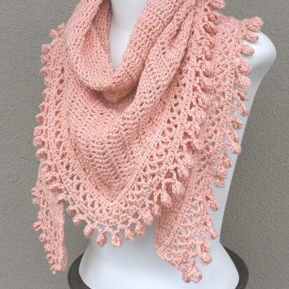 Peach Pom-Pom Shawl