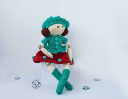 Doll Samanta ( beads jointed) knitted flat