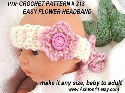 Easy Flower Headband | Crochet Pattern 213