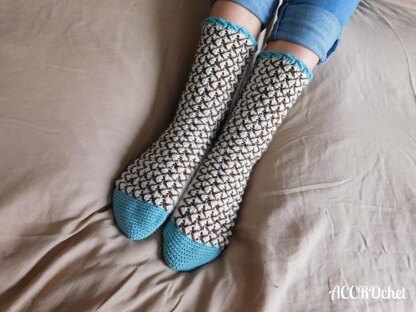 Mint chocolate chip crochet socks