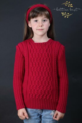 Charmeine - Cable Jumper for Girls Sizes 116, 122, 128, 134, 140 (EU) resp. 6, 7, 8, 9, 10 (US)