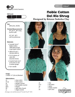 Del Rio Shrug in Cascade Yarns Noble Cotton - DK667 - Downloadable PDF