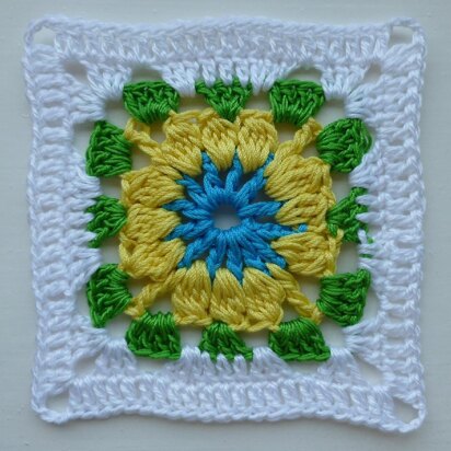 Crochet Granny Square Floral Afghan Block Motif LD-102