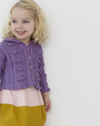 "Bobble Cable Cardigan" - Cardigan Knitting Pattern in Debbie Bliss Eco Baby