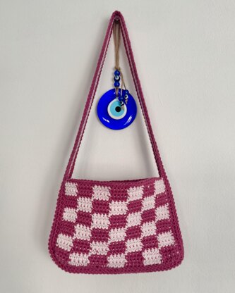 Checkered Baguette Bag