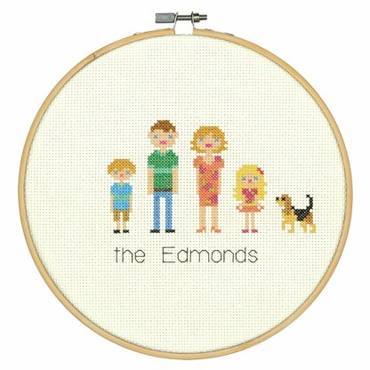 Dimensions All in the Family Counted Cross Stitch Kit with Hoop - 8in (20cm)