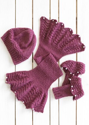 Agnes Handwarmers, Hat & Scarf in King Cole Naturally Soft 4Ply - Downloadable PDF