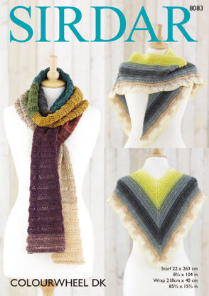 Scarf & Wrap in Sirdar Colourwheel DK - 8083 - Downloadable PDF