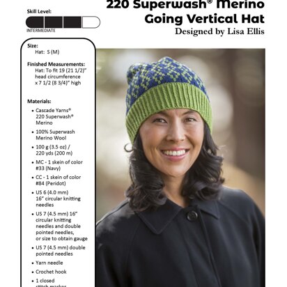 Cascade Yarns W768 Going Vertical Hat (Free)