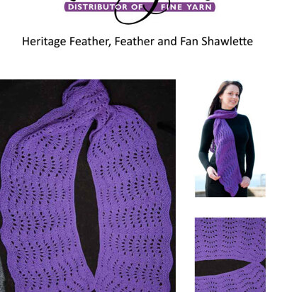 Feather, Feather and Fan Shawlette in Cascade Heritage - FW109
