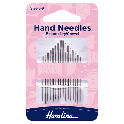 Hemline 16 Embroidery/Crewel Needles (Sizes 3-9)