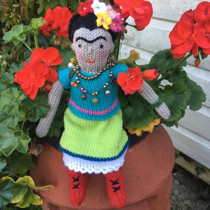 Frida Kahlo Doll Knitting pattern by Fiona Goble LoveCrafts