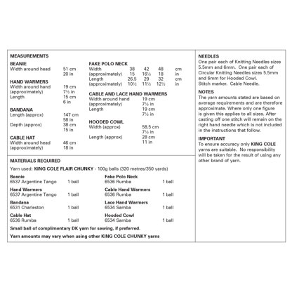 Accessories in King Cole Flair Chunky - 6387 - Leaflet