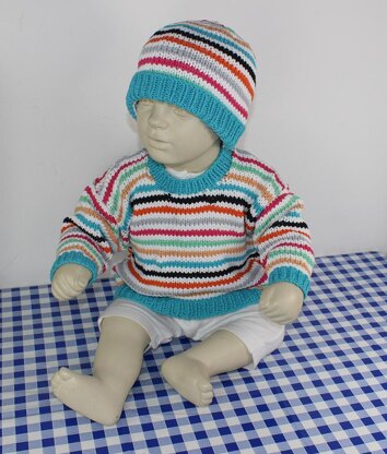 Baby Summer Stripe Sweater and Beanie