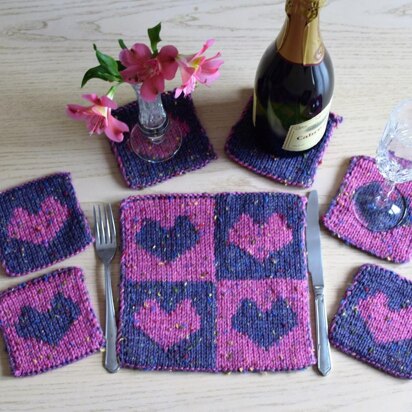 Heart Coasters and Table Mat