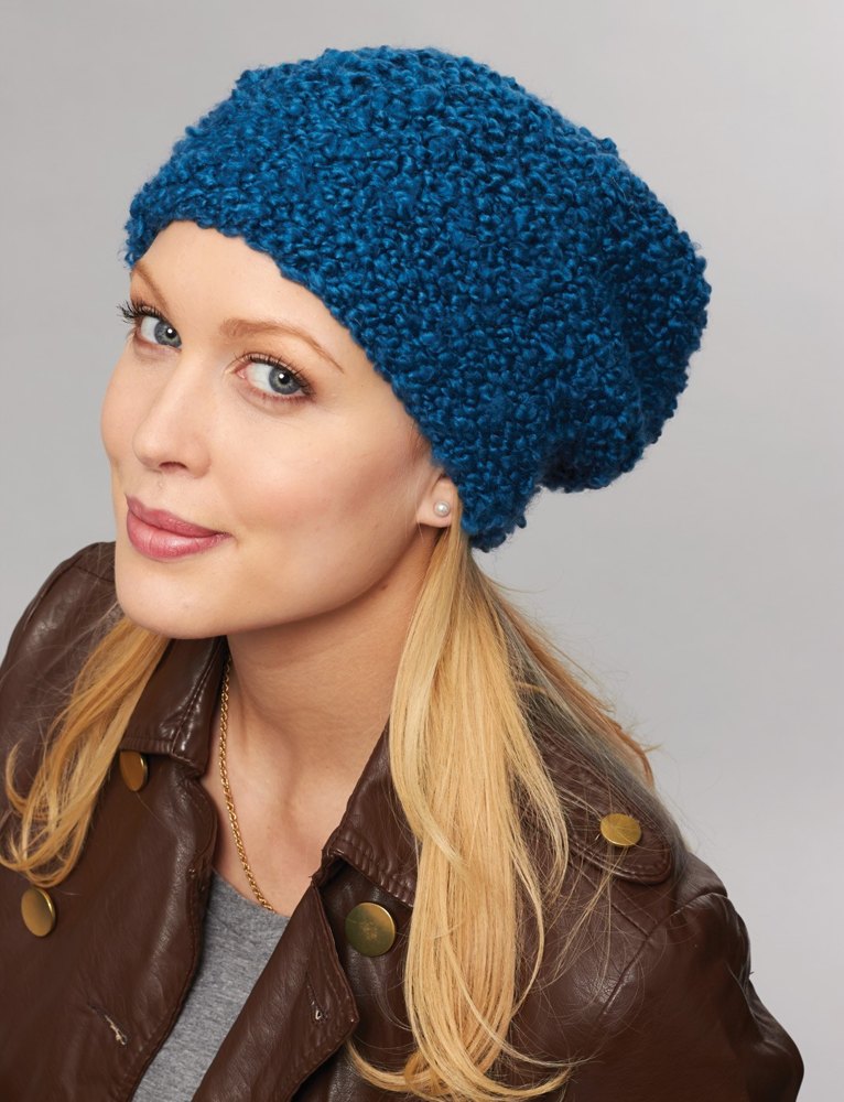 Easy Does it Garter Stitch Hat in Bernat Soft Boucle, Knitting Patterns