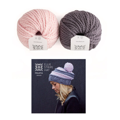 MillaMia Naturally Soft Super Chunky Ellie Stripe Hat 2 Ball Knitting Kit
