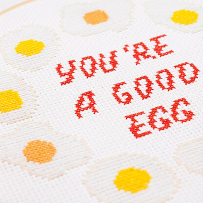 Mint & Make You're a Good Egg 7" Cross Stitch Kit with Hoop