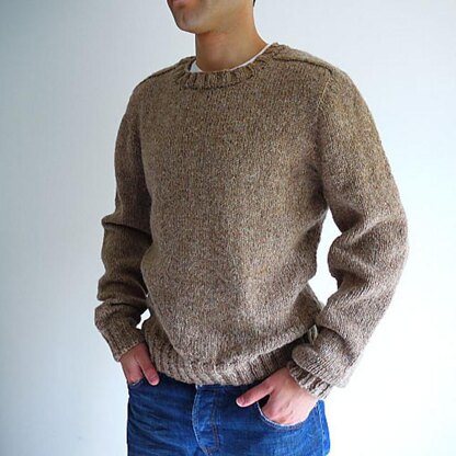 Top-down Seamless Men's Saddle Shoulder Sweater