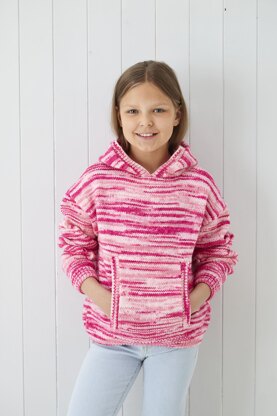 Women and Girls Round Neck sweater and Hoodie knitted in King Cole Camouflage DK - Leaflet