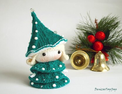 Tanoshi Small Doll in the Christmas Tree dress
