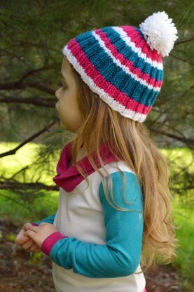 Striped Hat With Pompom