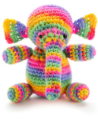 Colorful Elephant in Red Heart Kids - LW3230 - Downloadable PDF