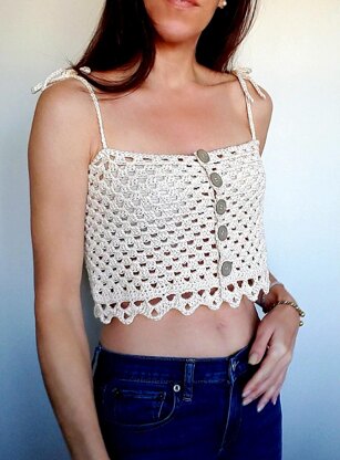 Coastal Cropped Tank Top Crochet pattern by Chezpascale | LoveCrafts