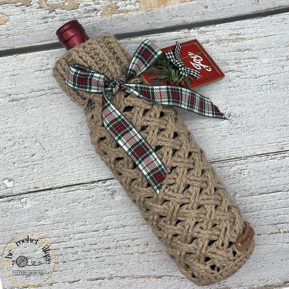 Nordic Wine Bottle Cozy Crochet pattern by The Crochet Village