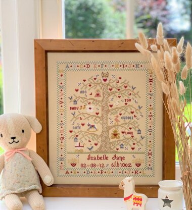 Historical Sampler Company Tree A-Z Girl Birth Sampler - Downloadable PDF